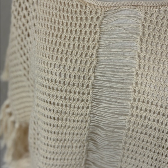 Lucky Brand Women's Poncho‎ Frill Trim Size L Cream NWT 100% Cotton - Picture 4 of 11